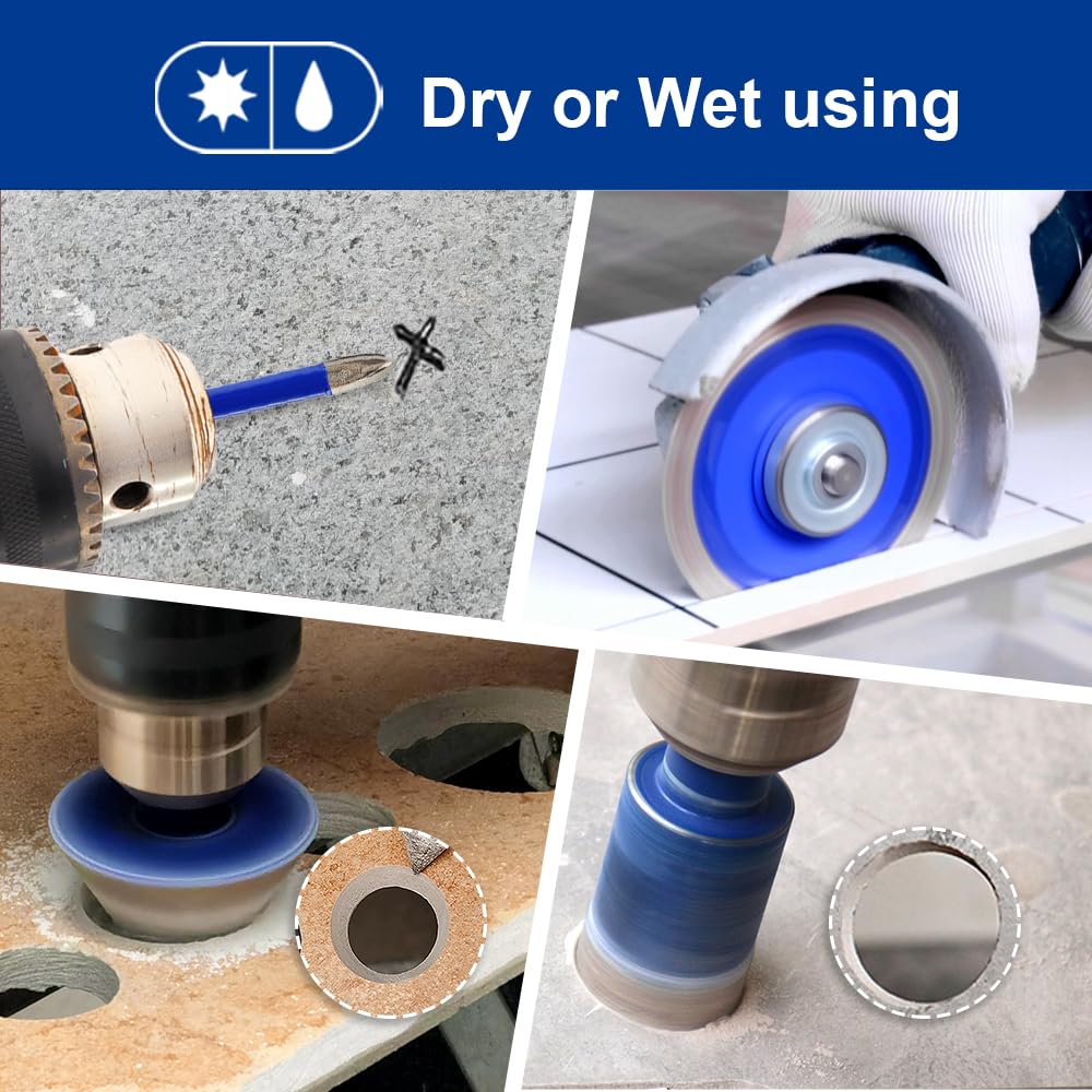 SHDIATOOL Diamond Drill Bits Kit - Core Bits Hole Saw Sets,Mould Guide for Drilling Porcelain Tile Marble Ceramic Granite with Hollow EVA Guide Jig 13pcs(6/8/10/20/25/28/32/35/50/65/1-3/4in+4.5in+6mm)