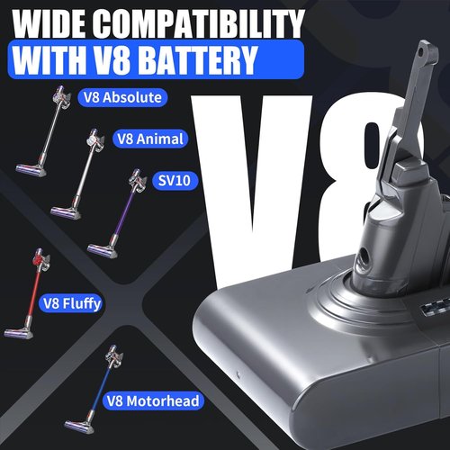Dyson V8 Battery Replacement - 7000mAh Li-ion Power for SV10 V8 Animal/Absolute/Fluffy/Motorhead