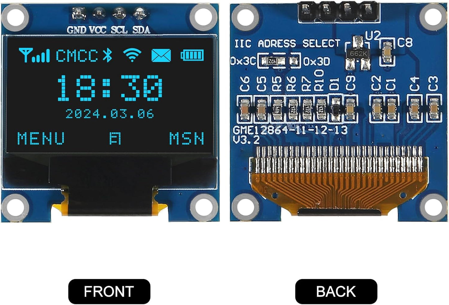 AITRIP 10 0.96 Inch I2C 12864 128x64 SSD1306 Pieces OLED IIC Display Module Pixel Mini Self-Luminous OLED Screen Board