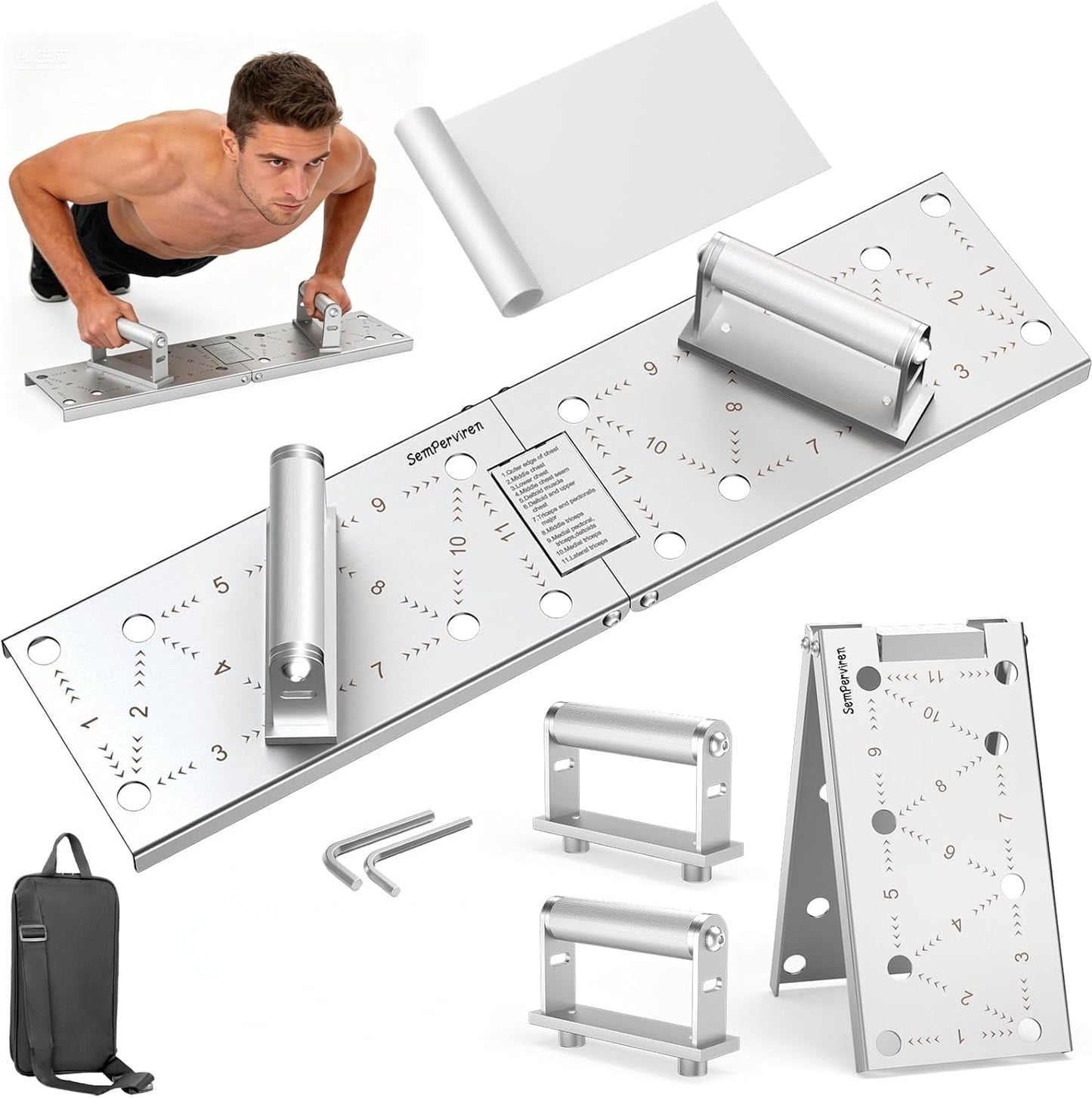 Push Up Bar - Heavy-Duty Stainless Steel Pushup Stands with Non-Slip Base, 500LB Capacity, Portable Home Gym Equipment for Strength Training & Floor Workouts