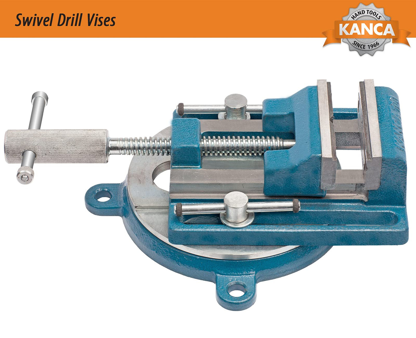 KANCA- SDRL-100, Swivel Drill Press Vise With 360° Swivel Base, 4 INCH,Preferred by Craftsman and Machinist for Drilling,Reaming Tapping Operations, Home Improvement,Woodworking, Blue Colour