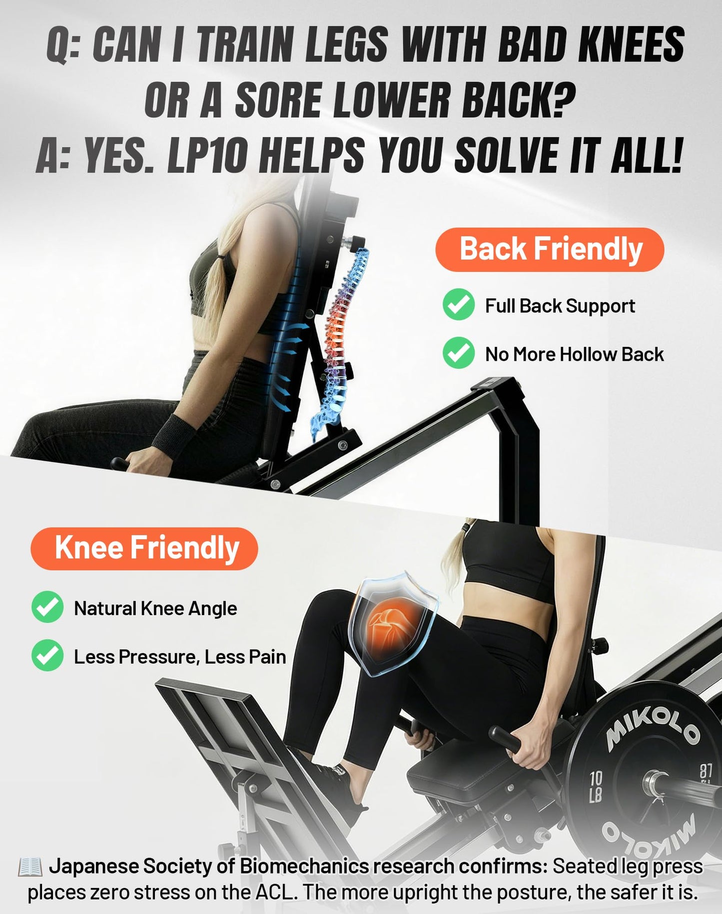 Mikolo Leg Press Hack Squat Machine, 30-Degree Compact Leg Press Machine for Home Gym, Hack Squat Machine with Removable Shoulder Pad, Lower Body Workout Equipment ( Combo Machine)