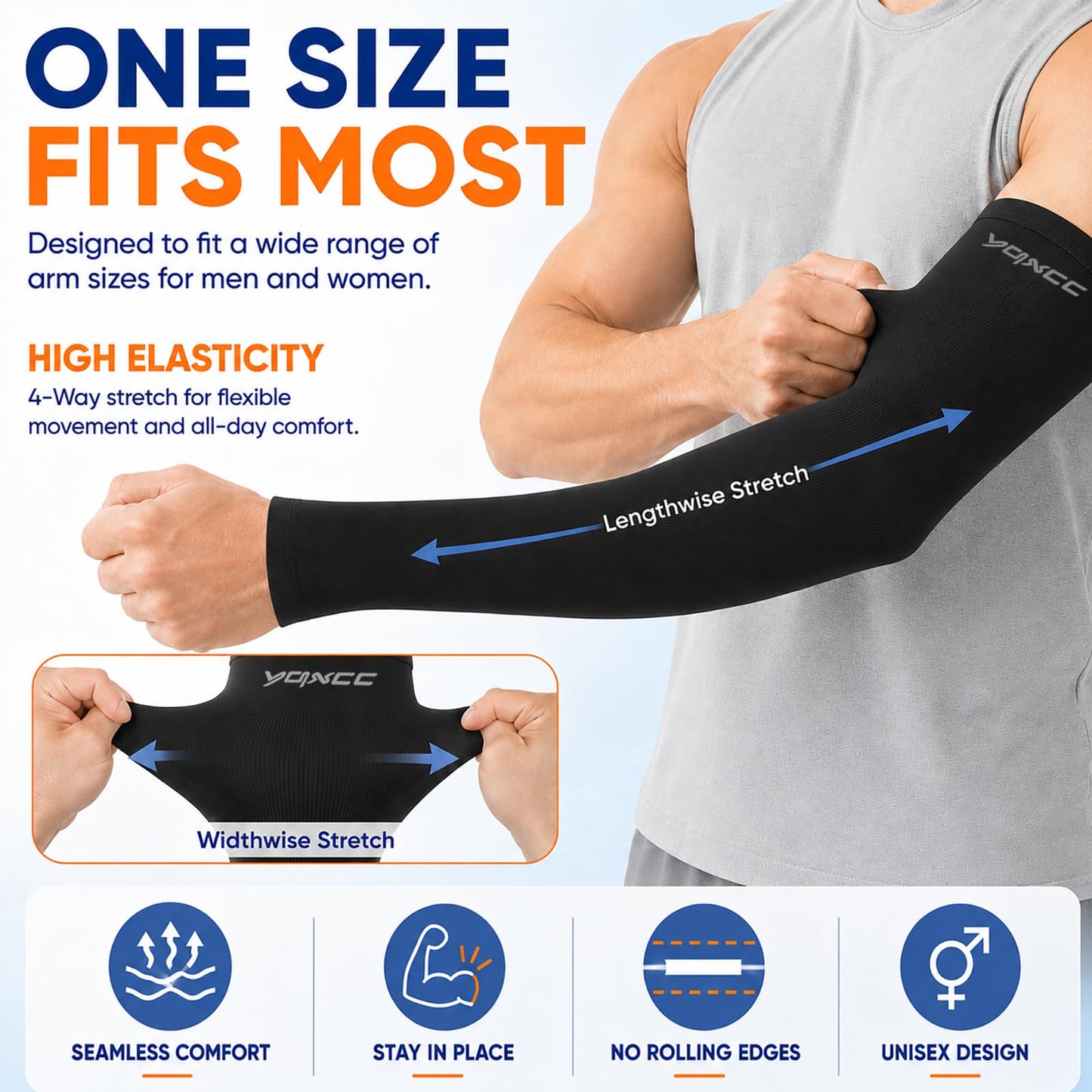 YQXCC 4 Pairs Arm Sleeves for Men Women, UPF 50 UV Sun Protection Cooling Sports Compression Sleeves for Golf Basketball