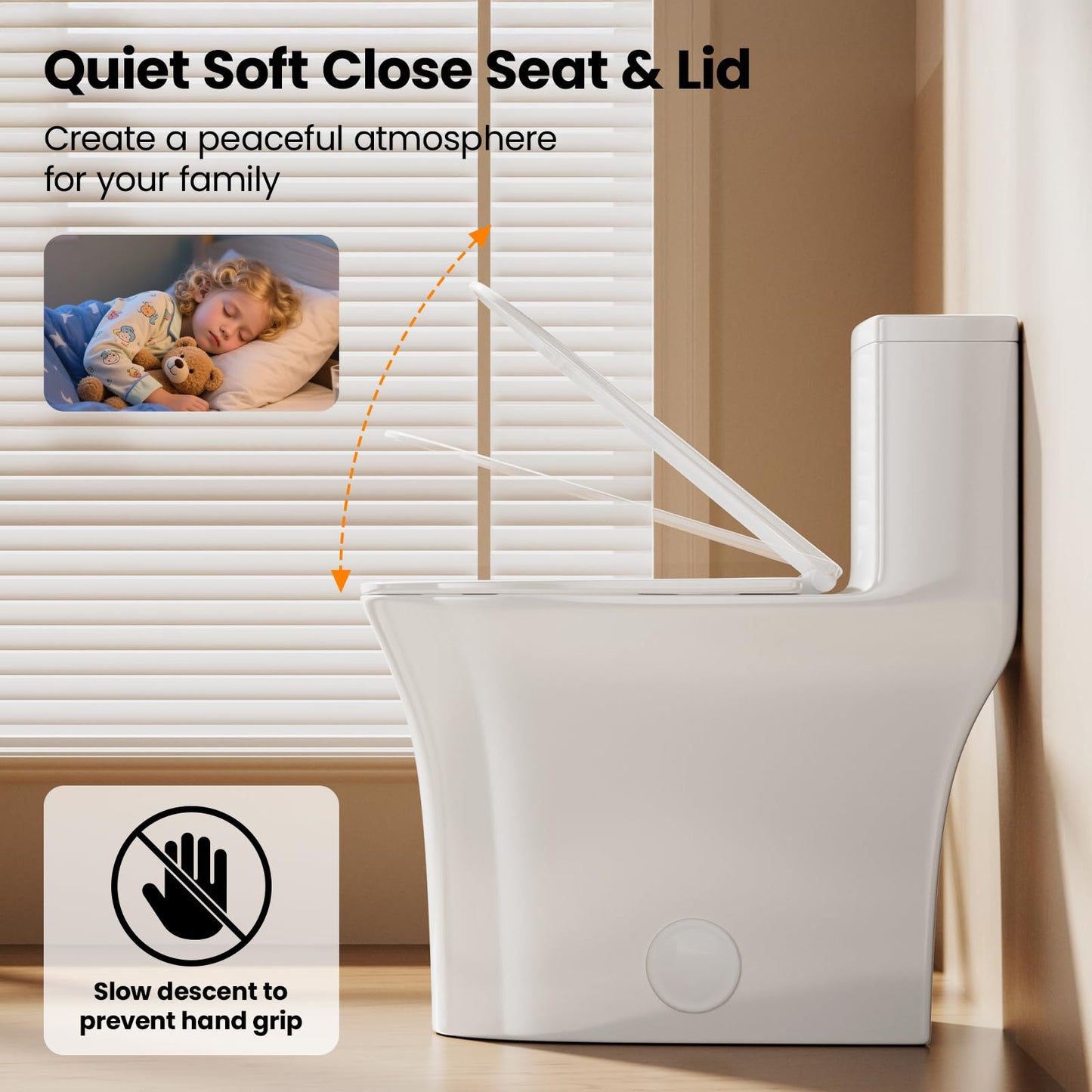 BayRoll One Piece Sleek Modern Toilet, ADA Chair Seat Height 17", Dual Flush 0.9/1.28 GPF, MAP 1000g, 12" Rough-In, Compact Fully Skirted Round Toilet for Bathrooms Soft Close Seat