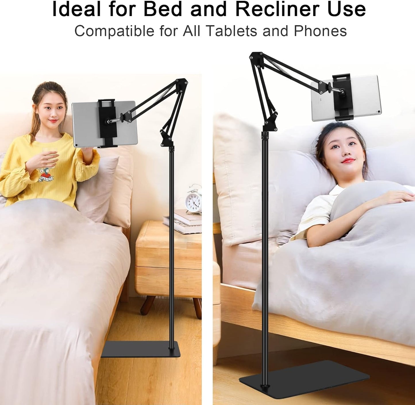 SAMHOUSING 360-degree 4.7~12.9 Inch-Screen Tablet Floor Stand, Adjustable Universal Rotatable Metal Tablet Holder