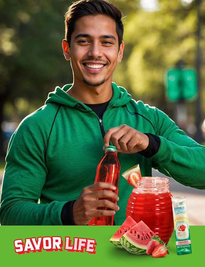 Hydration + Energy Electrolyte Drink Mix ??Strawberry Watermelon Agua Fresca Flavor | Sugar-Free Powder with Caffeine, L-Theanine, Coconut Water & Minerals | 15 Single-Serve Stick Packs