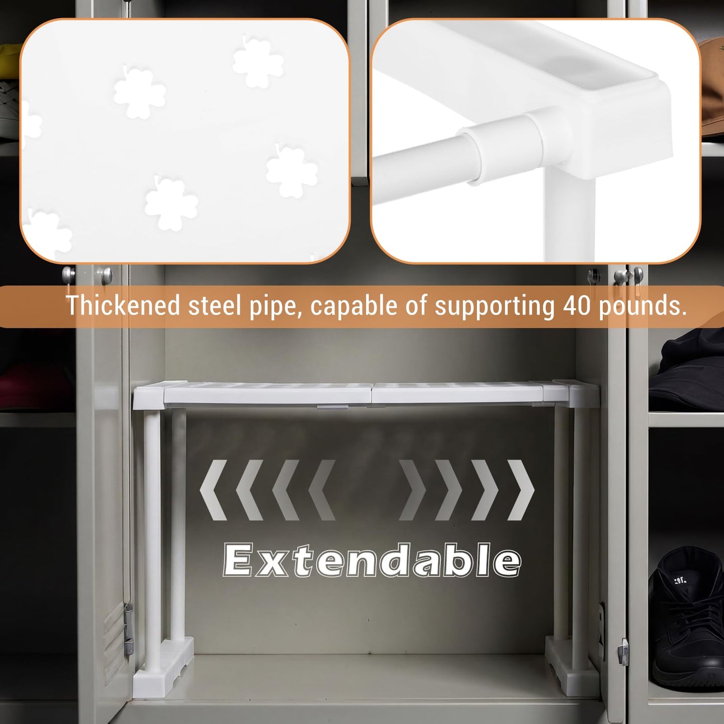 Colarr White Plastic Locker Organizer Shelf Adjustable to 11.4-15.4 Inches in Length for School Classroom Office Gym Lockers Home Storage