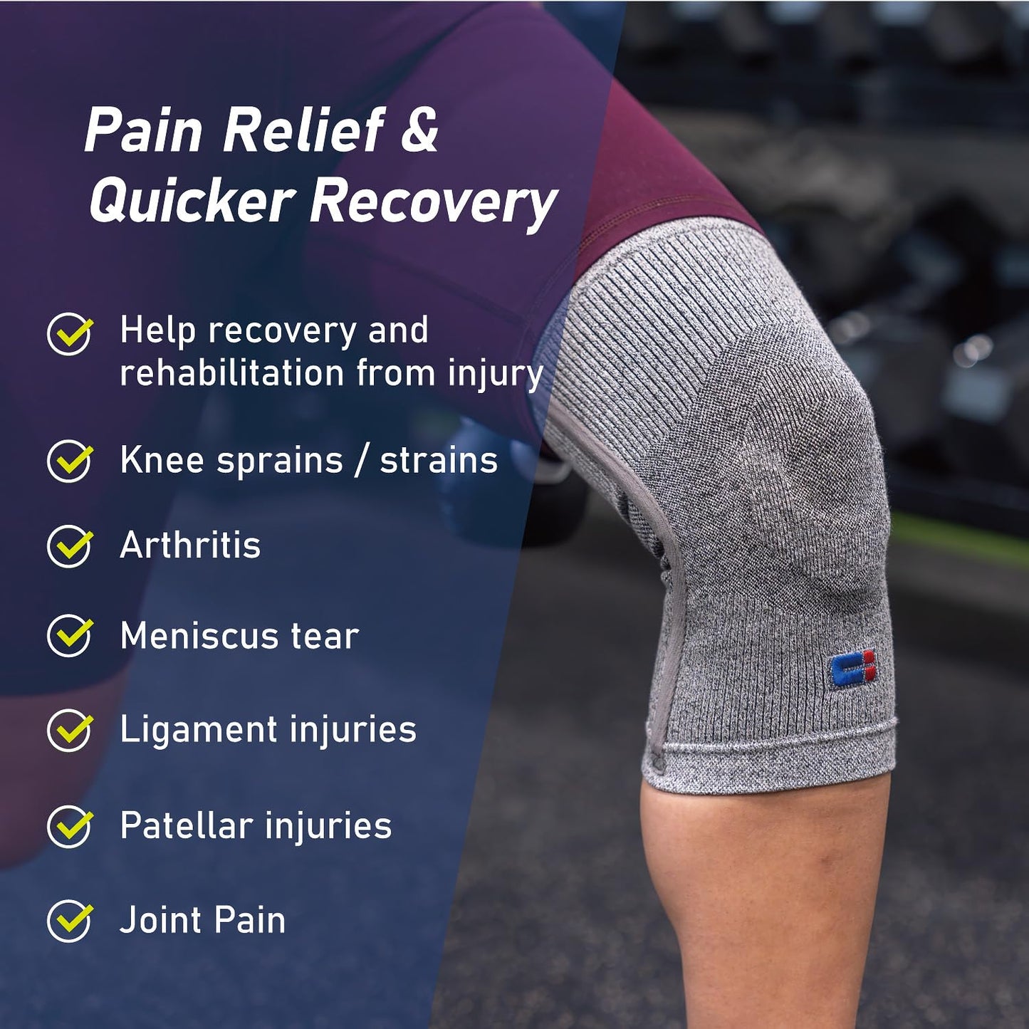 Comforband Premium Recovery Knee Compression Support – Germanium & Bamboo Charcoal Infused Knee Brace for Improved Circulation, Joint Stability, and Pain Relief (X-Large)