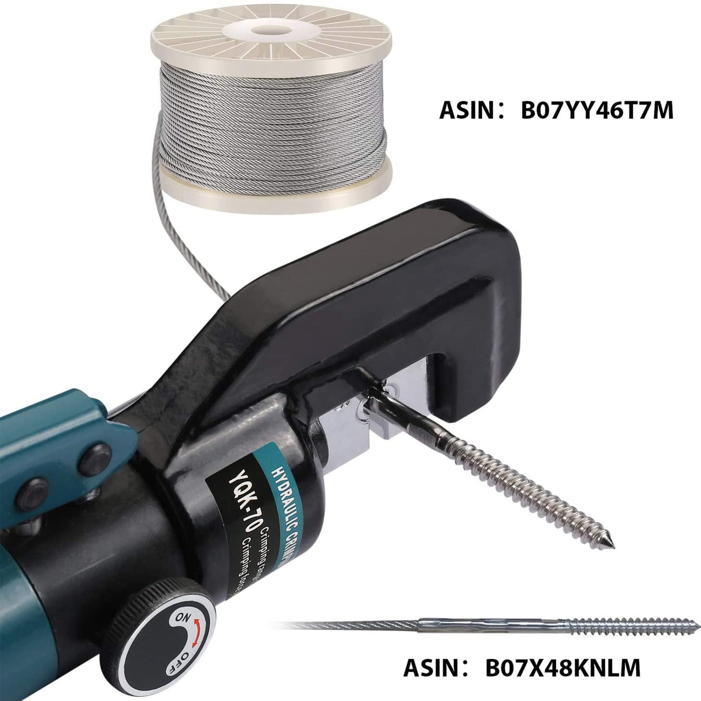 Hydraulic Crimping Tool for 1/8"-3/16" Cable Railing, Easy One-Hand Use, 10-Ton Crimper with 9 Harden Dies for 12-2/0 AWG, Steel DN Mate Durable Wire Crimper, Battery Cable Crimper DC01