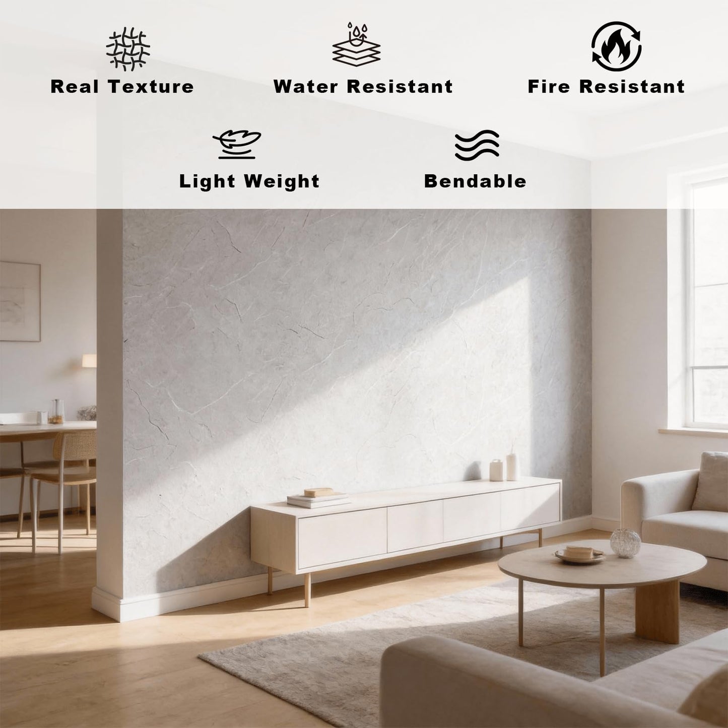3D Wall Panels - 4PCS 47.2"x23.6" Faux Stone Wall Covering - MCM Modified Clay Material for Home Art, Accent Brick, Modern Exterior/Interior Decoration, Covering 31 sq.ft White Slate