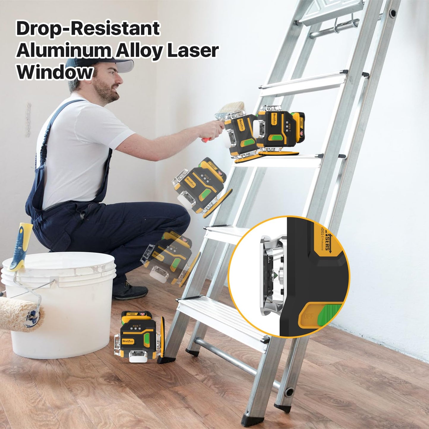Laser Level 360 Self Leveling,DEGLASERS 4x360 Green Laser Level with 12V Rechargeable Battery(40 Hrs),Remote Control, Magnetic Rotating Stand,Hard Carry Case for Construction