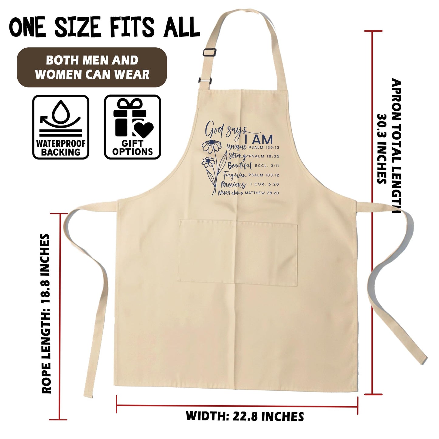 heiyihe Adjustable Cooking Aprons for Women with Pocket- God Says You Are Grilling Apron, Christian Gifts for Women, Perfect for Cooking, Gardening, Bartending, Birthday Kitchen Baking Gift-A29