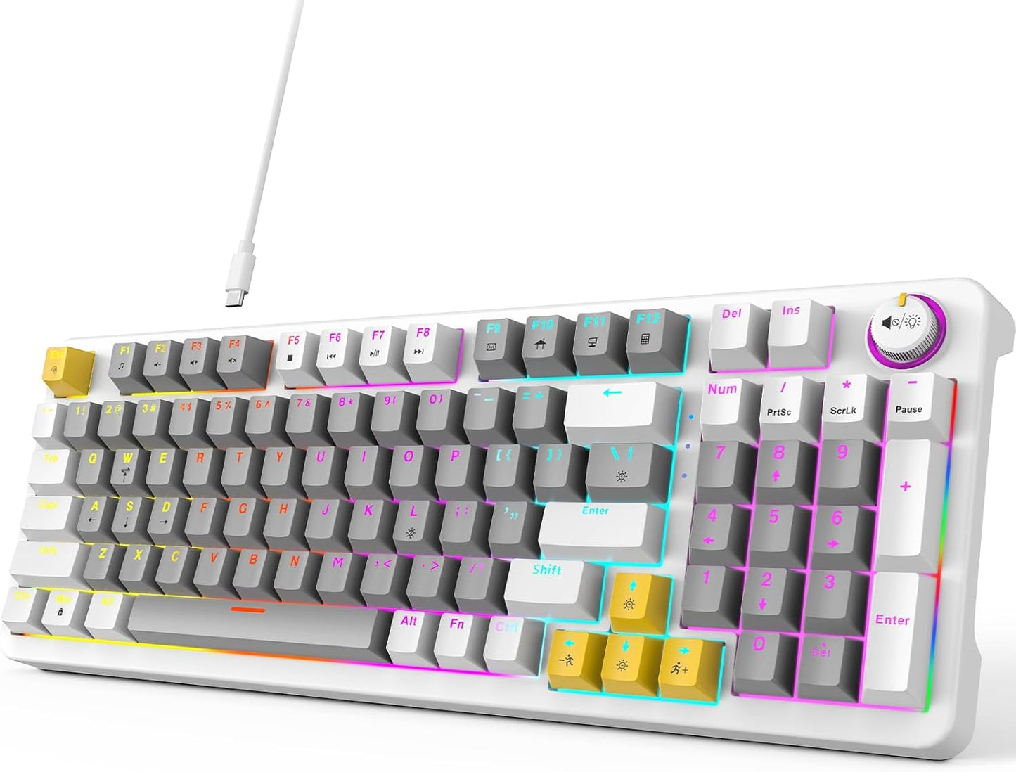 MOFII AK96 Programmable, Mechanical Gaming Keyboard, Full Keys LED Backlit Plug and Play USB A/C Wired Computer Custom