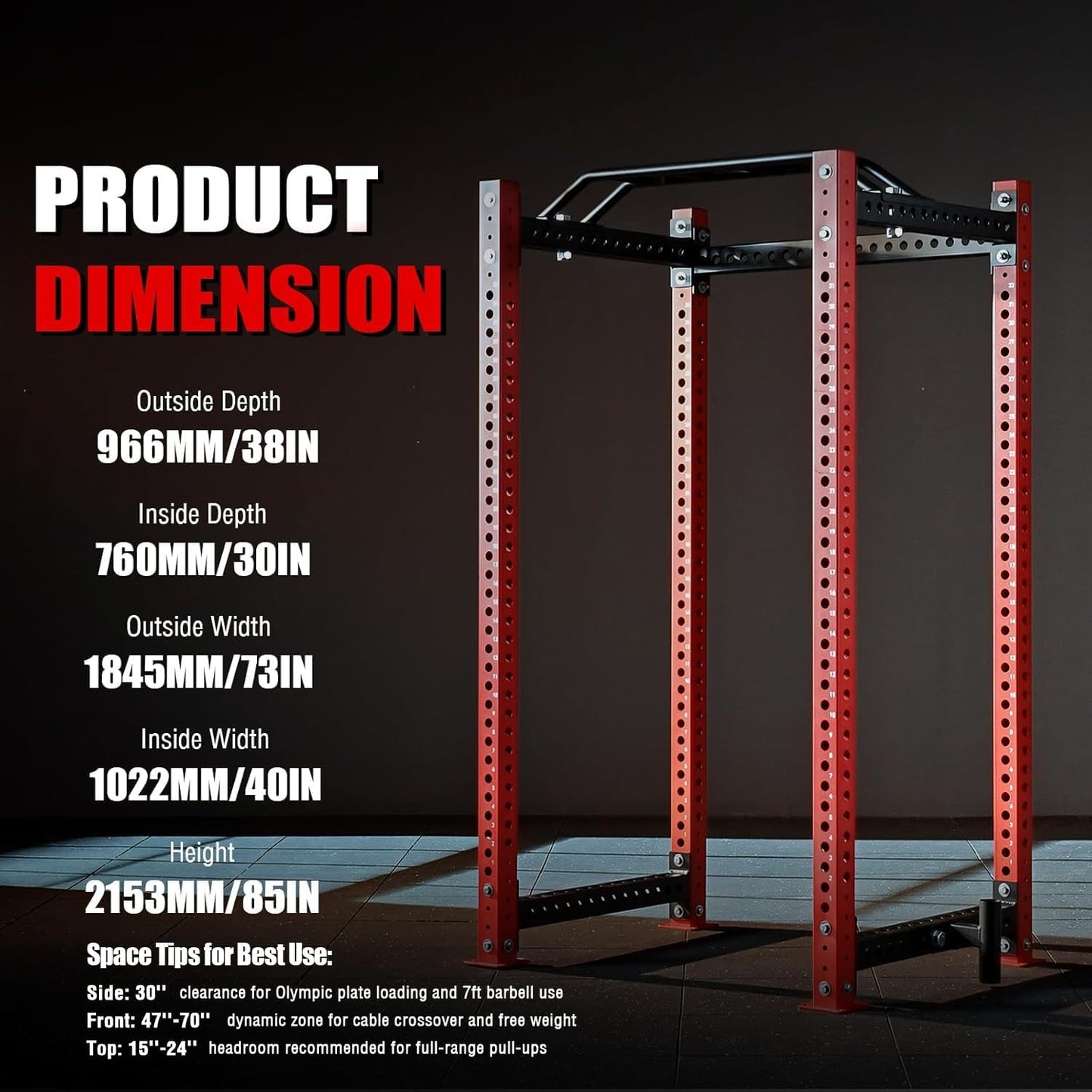 Mikolo 3"x3" Power Cage, Multi-Function Power Rack with LAT Pull Down Pulley System, Commercial Squat Rack for Home Gym with Dip Bar, LAT Pull Down Pulley System