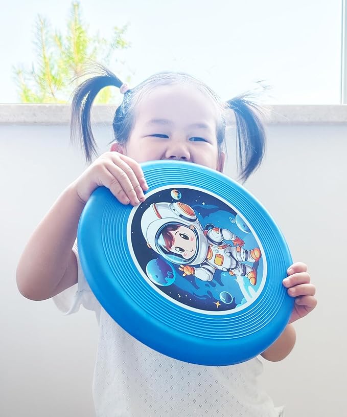 Boy Games Flying Disc 2 Pack 9.5" Soft TPR for Kids Cartoon Dinasour Outdoor Flyer Gift in Red Blue Color Backyard