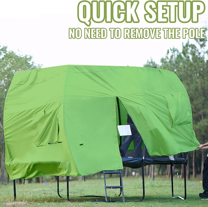 Gardenature 10FT/12FT/14FT Trampoline Tent(Tent Only), Fit Round Trampolines, Shade Cover with LED Light, Outdoor Trampolien Accessories, Anti-Tear