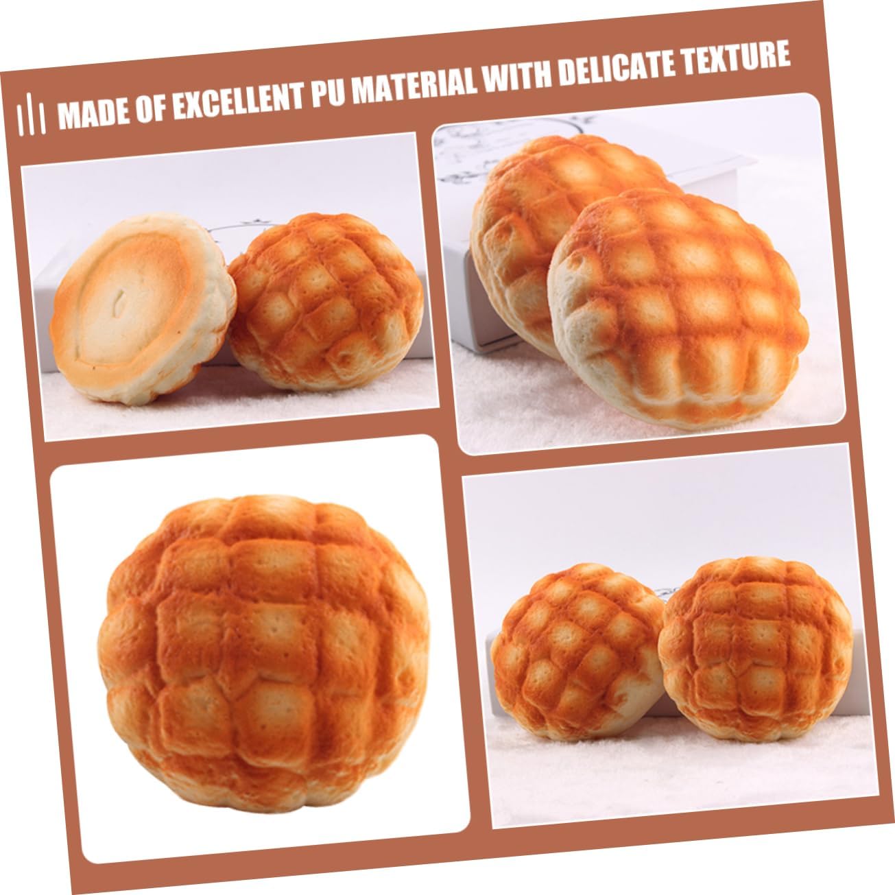 2pcs VOSAREA Simulated Pineapple Bread Decor Realistic Faux Bread Model for Home Bakery and Photography Props Pu