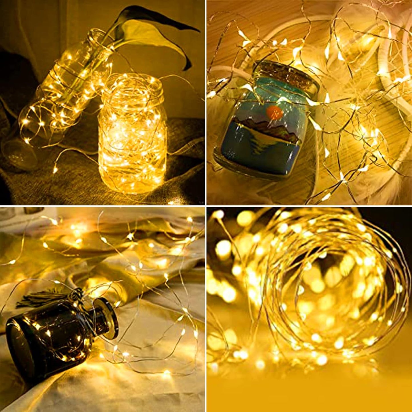 Yiaht 24-Pack Battery Operated Fairy Lights - 7 Feet Waterproof Silver Wire String Lights for Bedroom & Party Decor