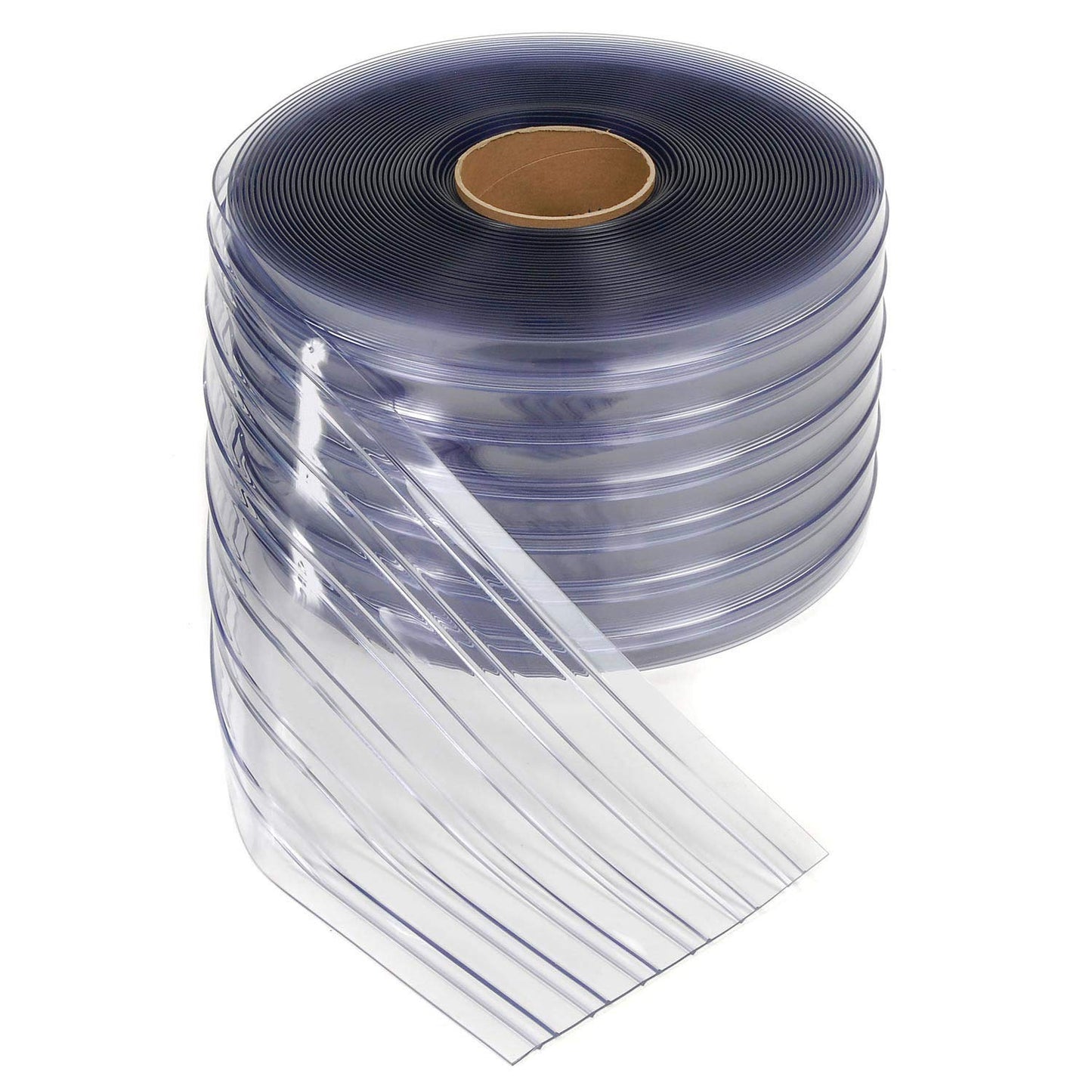 kalwason Plastic Vinyl Strip Door Curtain - Clear Ribbed PVC Curtain Bulk Roll, for Separating AC Spaces & Entry to Workshop, Barn, Warehouse, Shed & Garage (148 Ft * 7 in * 0.06 in Ribbed)