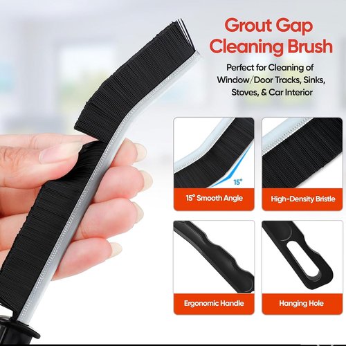 Crevice Cleaning Brush Tool - Heavy Duty Hard Bristle Gap Brush for Deep Cleaning - Ultra-Thin Grout Scrubber for Bathroom, Toilet, Bathtub, Kitchen Sink & Window Tracks-12 Pack