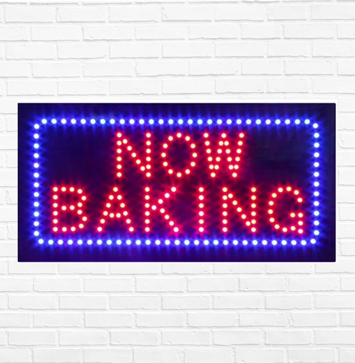 LED Now Baking Sign for Retail Business Displays |Advertising Electronic Light Up Sign for Windows Walls |12"h x 24"w x 2"d