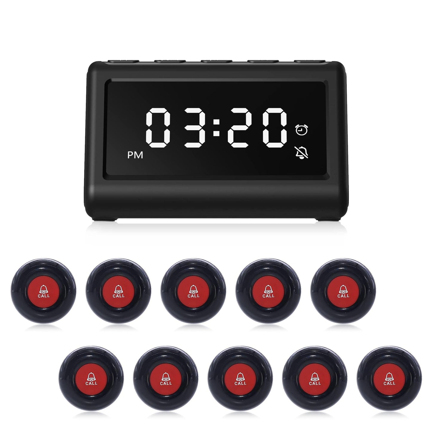 CallToU Wireless Calling System Caregiver Pager Call Button System with 10 Waterproof Call Buttons and 1 Number Receiver for Clinic Nurses Station Restaurant Nursing Home