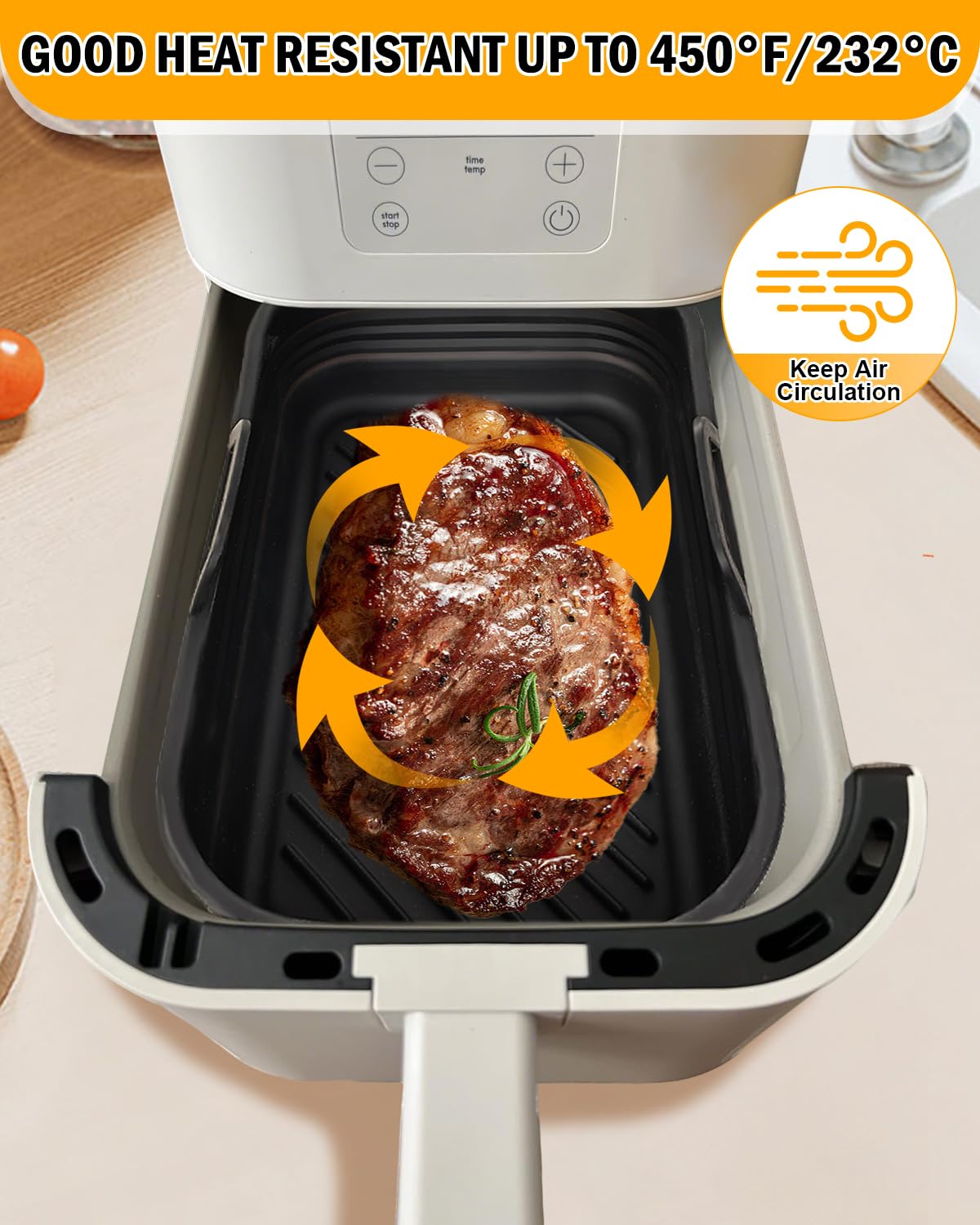 Air Fryer Silicone Liners Collapsible 2-Pack for bella 4Qt(3.3lb) Slim Air Fryer, Reusable Airfryer Silicone Pot Baking Basket Insert Accessories, Non Stick, Easy Cleaning, Gray+Black