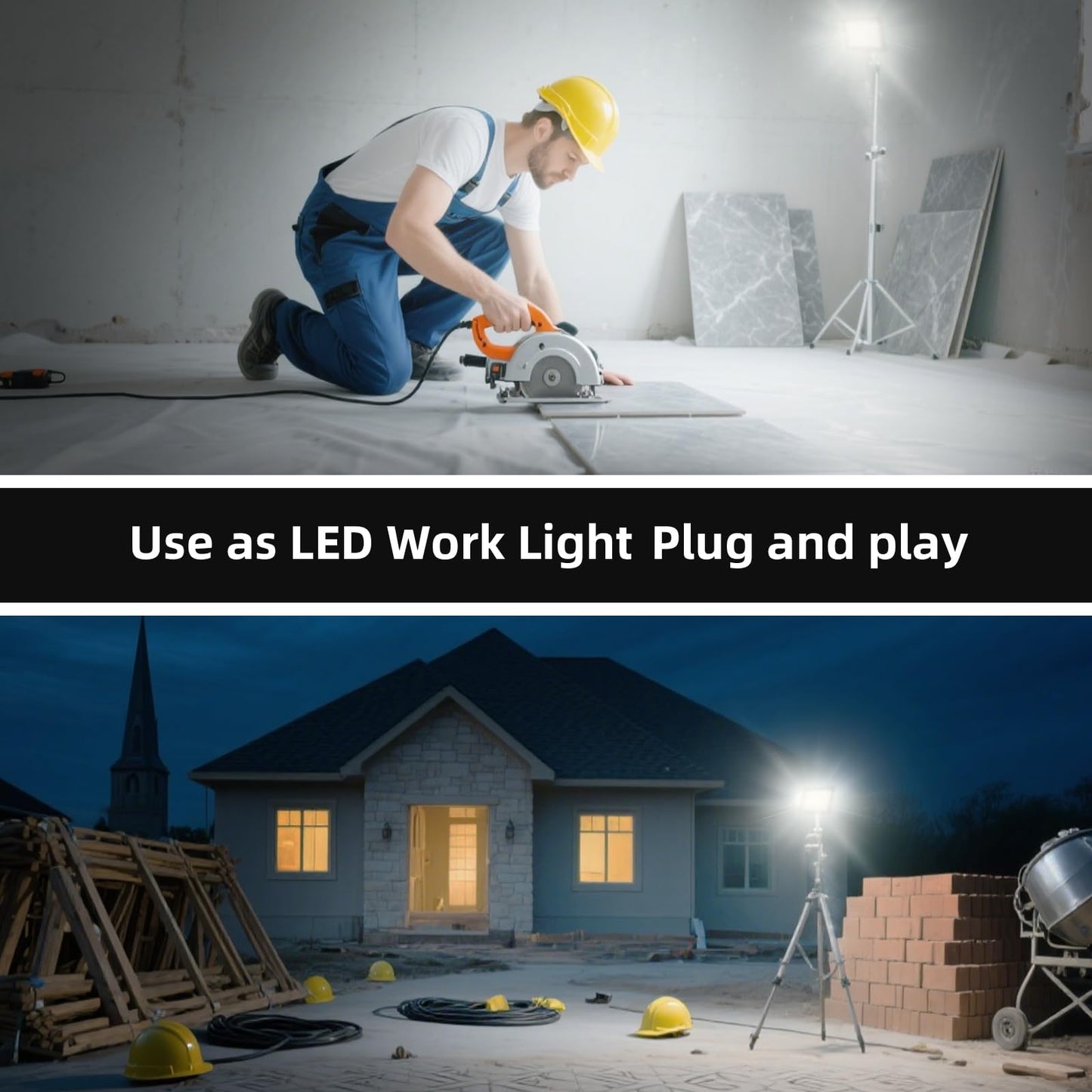 Sunkkes 1000W Flood Lights Outdoor,95000lm Bright LED Work Light with Plug,6500K Daylight White LED Flood Lighting,IP66 Waterproof Security Yard Lights for Court, Parking Lots, Stadium, Field, 2 Pack