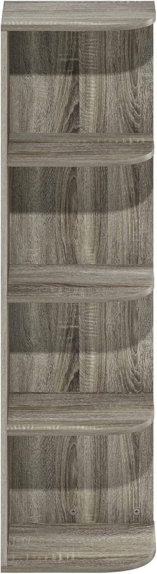 Furinno Pasir 4-Tier Corner Bookcase - Stylish French Oak Design for Space-Saving Storage