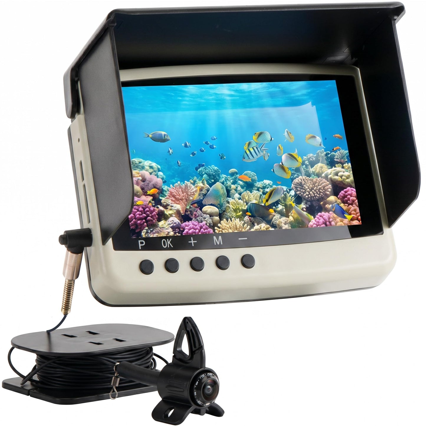 Takkicept Underwater Fishing Camera & Fish Finder: 5.5 Inch 1080P OLED Screen DVR 32GB Storage with 220° Adjustable Lens 82ft Cable IP68 Waterproof - Outdoor Fishing Ice & Lake Anglers
