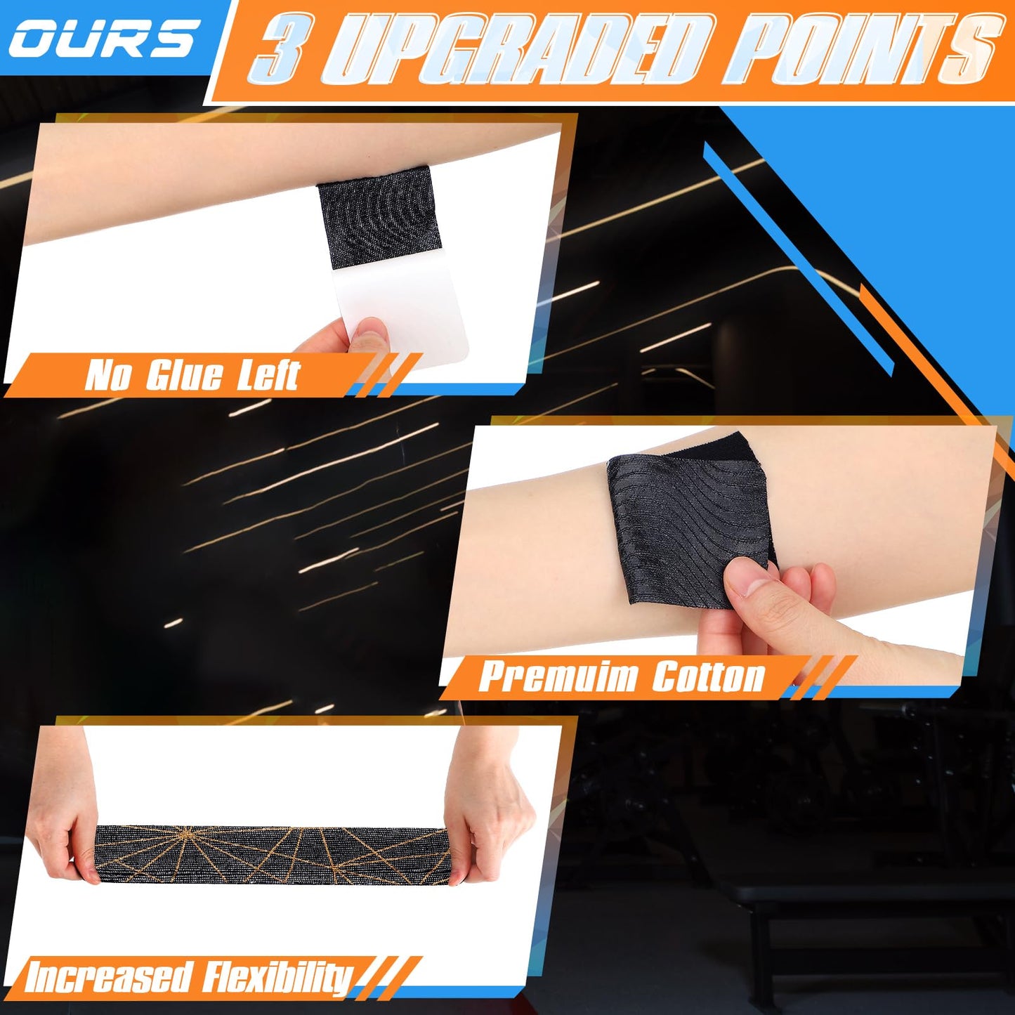 Geiserailie 20 Pcs Precut Kinesiology Tape for Shoulder, Pain Relief Pre Cut Sports Waterproof Breathable Enhance Elastic Copper Infused Kinesiology Athletic Tape for Body Support and Muscle Black