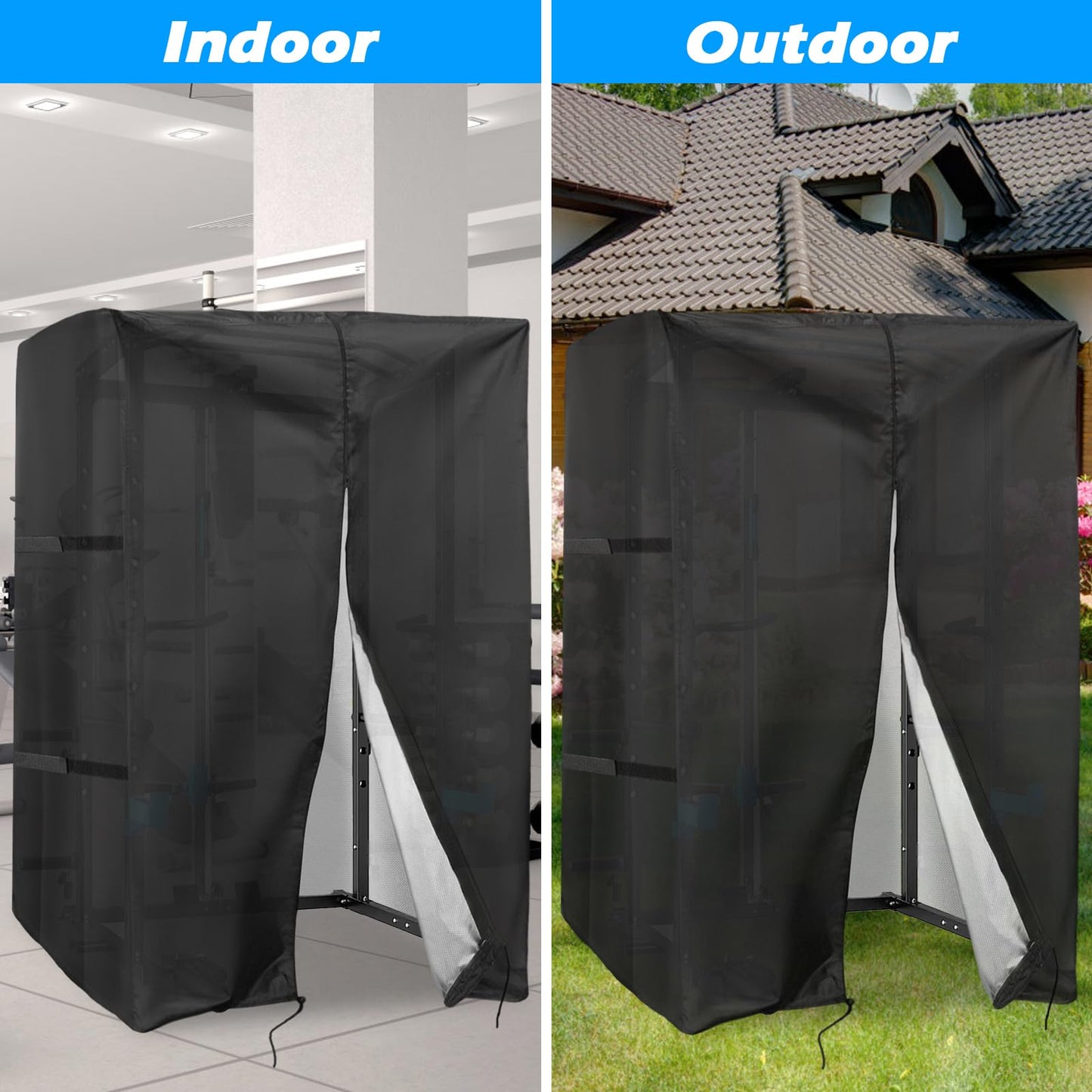 Safipotts Squat Rack Cover, Waterproof Outdoor Gym Equipment Covers with Zipper for Squat Rack/Weight Lifting Rack/Home Gym Workout Equipment (47" W x 69" D x 84" H)