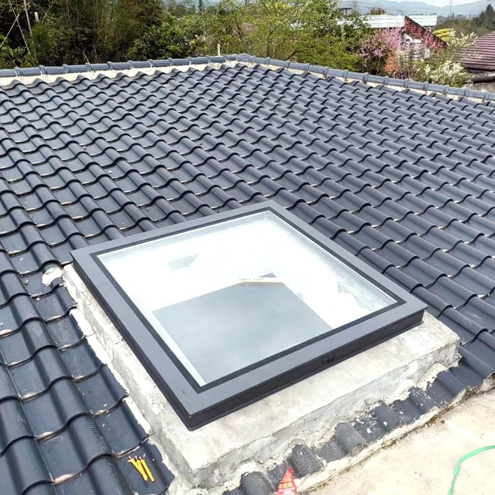 Skylights & Roof Windows;Skylight Window - Square/Rectangle;Roof Skylights;Manual Ventilation Partition Mounted Skylight,Aluminium Alloy + Double Glass Skylight (5 Size) (23.6"×23.6")