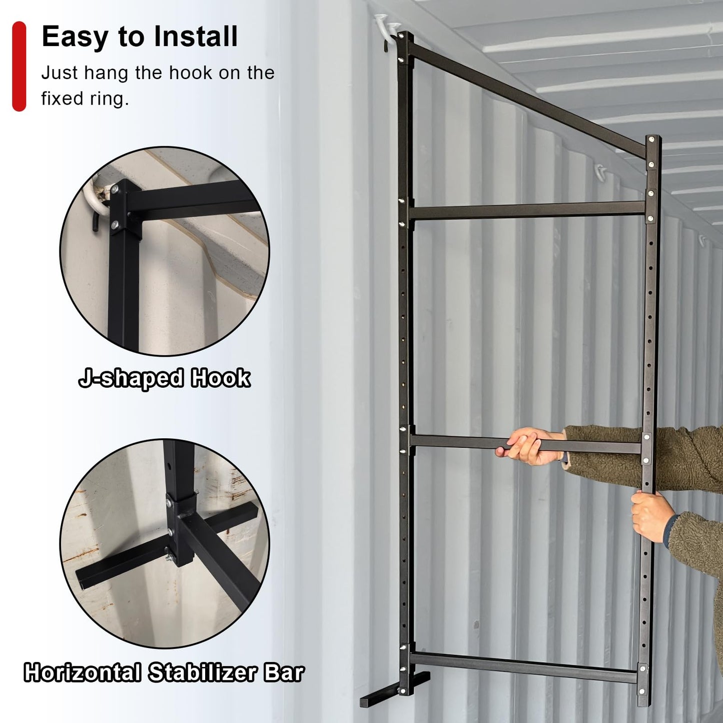 Kerty 4 Pack Shipping Container Shelving Bracket, 3-Tier Shipping Container Shelf with Adjustable Height, Suitable for Heavy Duty Trailer Containers (22" D x 58" H)