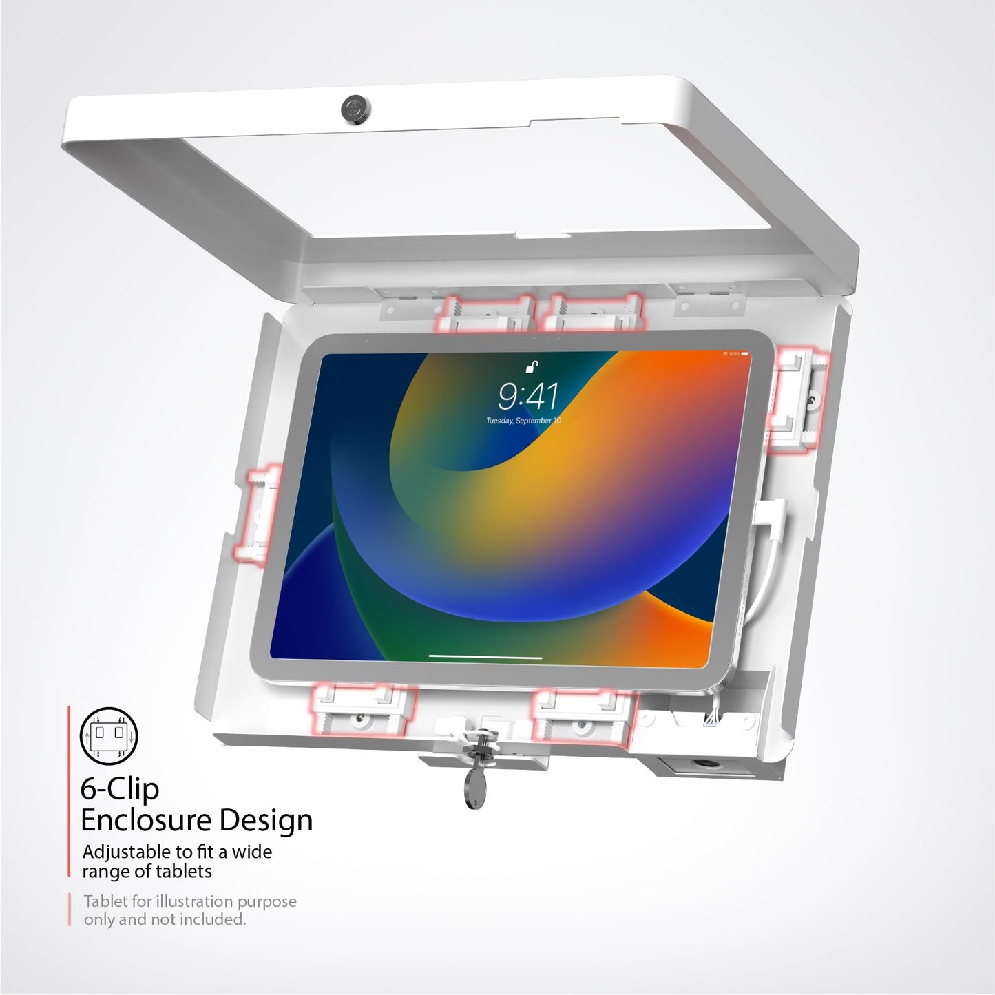 Deluxe Kiosk Floor Stand – Interactive Kiosk Floor Stand with Premium Tablet Enclosure, LED Light and Printer Compartment - for iPad, Galaxy & More Tablets - (PAD-IKPS)