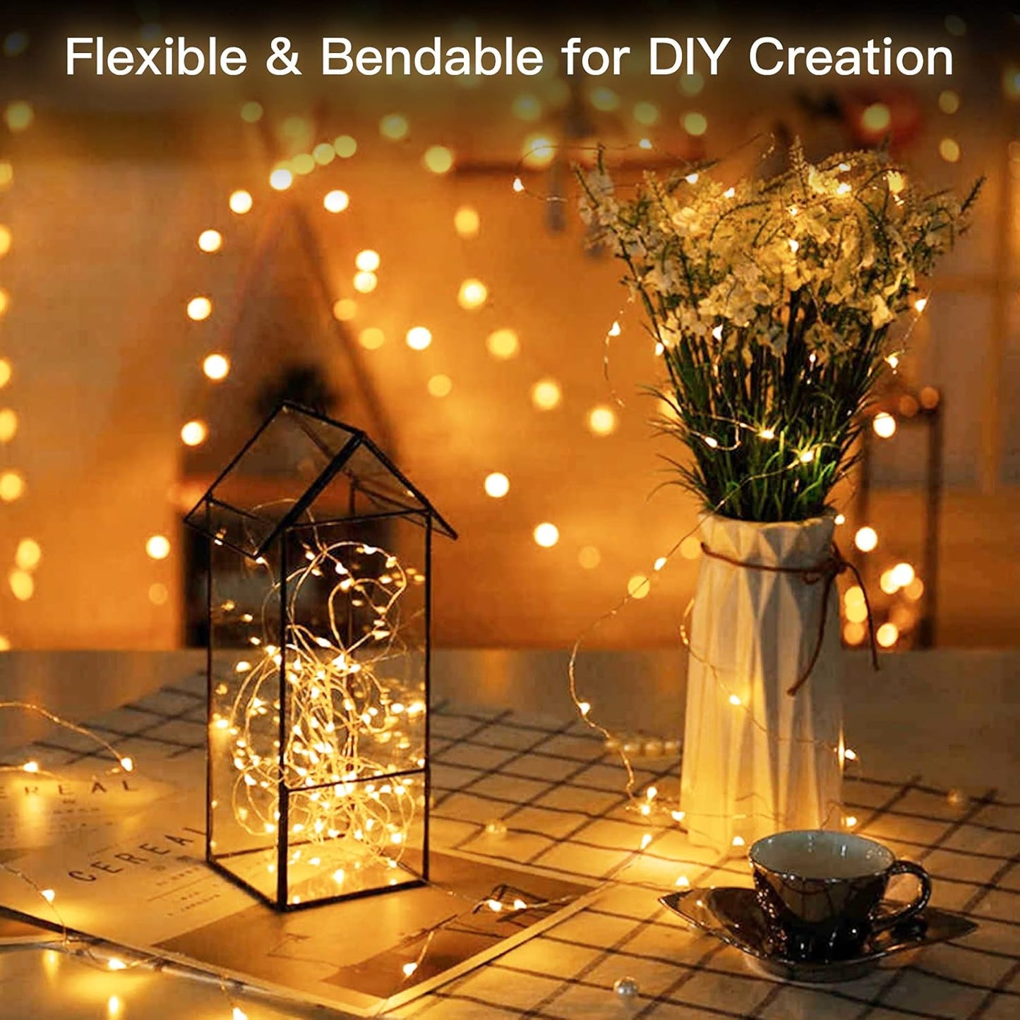 Twinkle Lights - 72 Ft 200 LED Fairy String Lights | Warm White Copper Wire for Bedroom & Christmas Tree