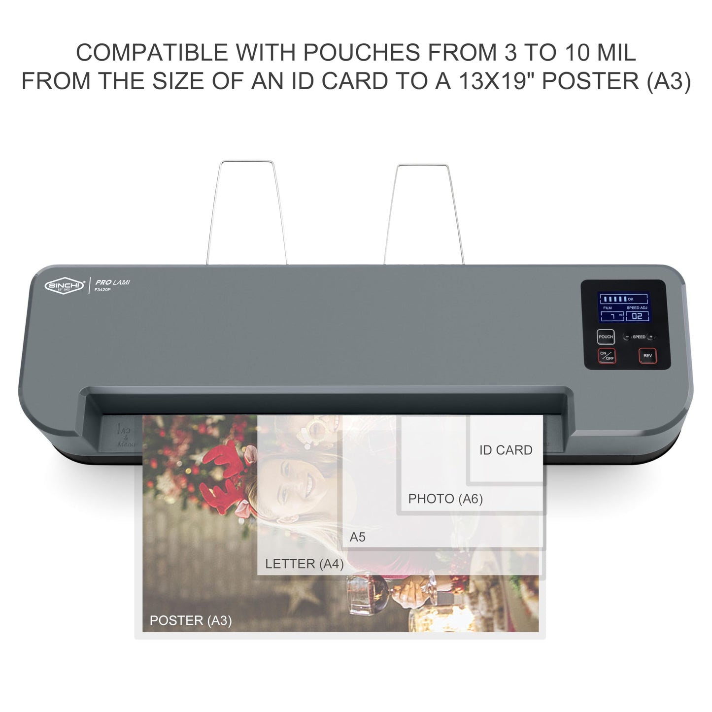 SINCHI 13-Inch 4-Roller Thermal Laminator & Foil Applicator w/LCD Display, 30s Warm-Up, 16s/Sheet, Supports 3–10 Mil, Micro-Adjust for Smoother Results, Commercial-Grade for Busy Offices, DIY Crafts