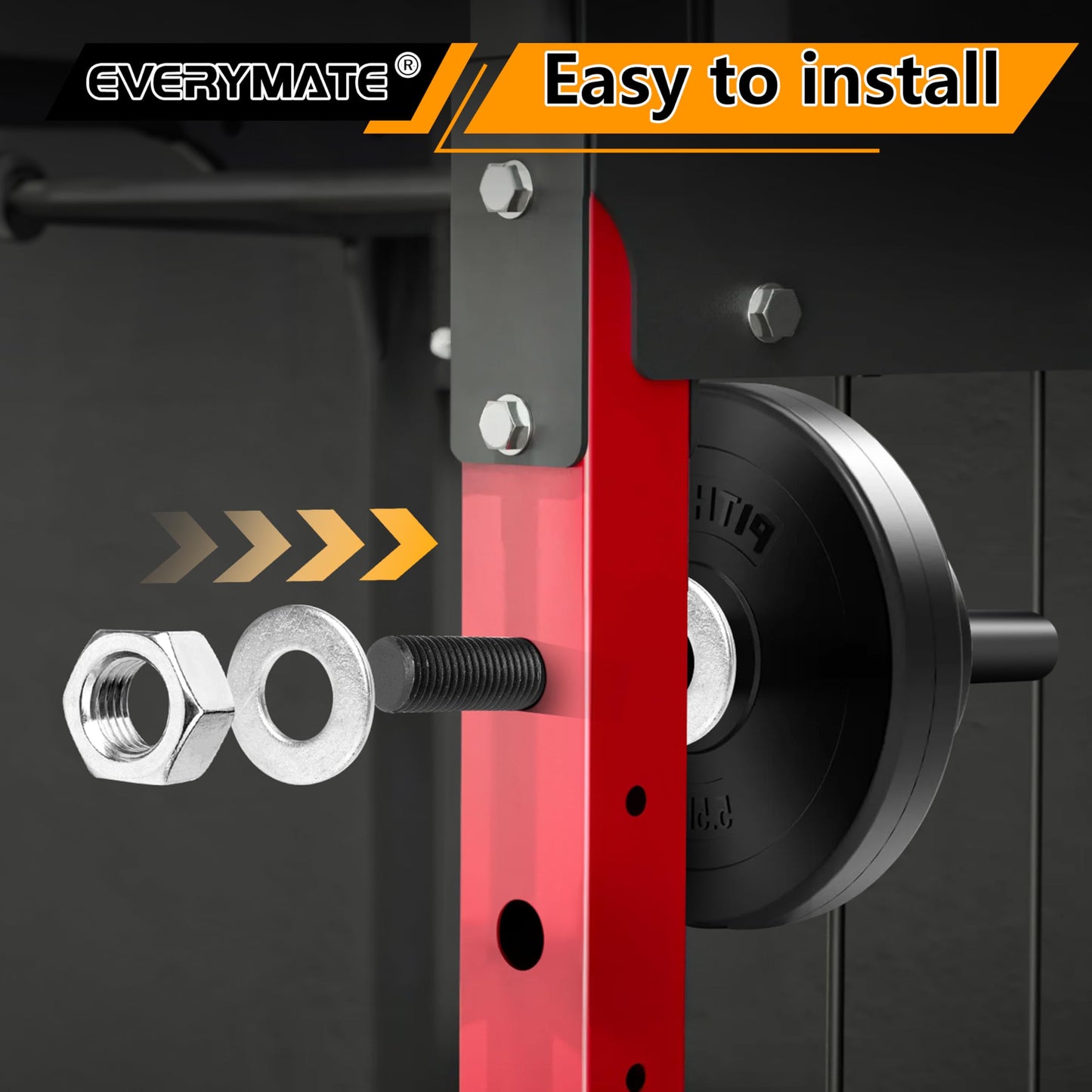 EVERYMATE Weight Plate Holder: Power Rack Attachments Squat Rack Weight Plate Rack for 1 inch Standard Weight Plates, 2x2 3x3 2x3 Power Cage Accessories Weight Plate Storage