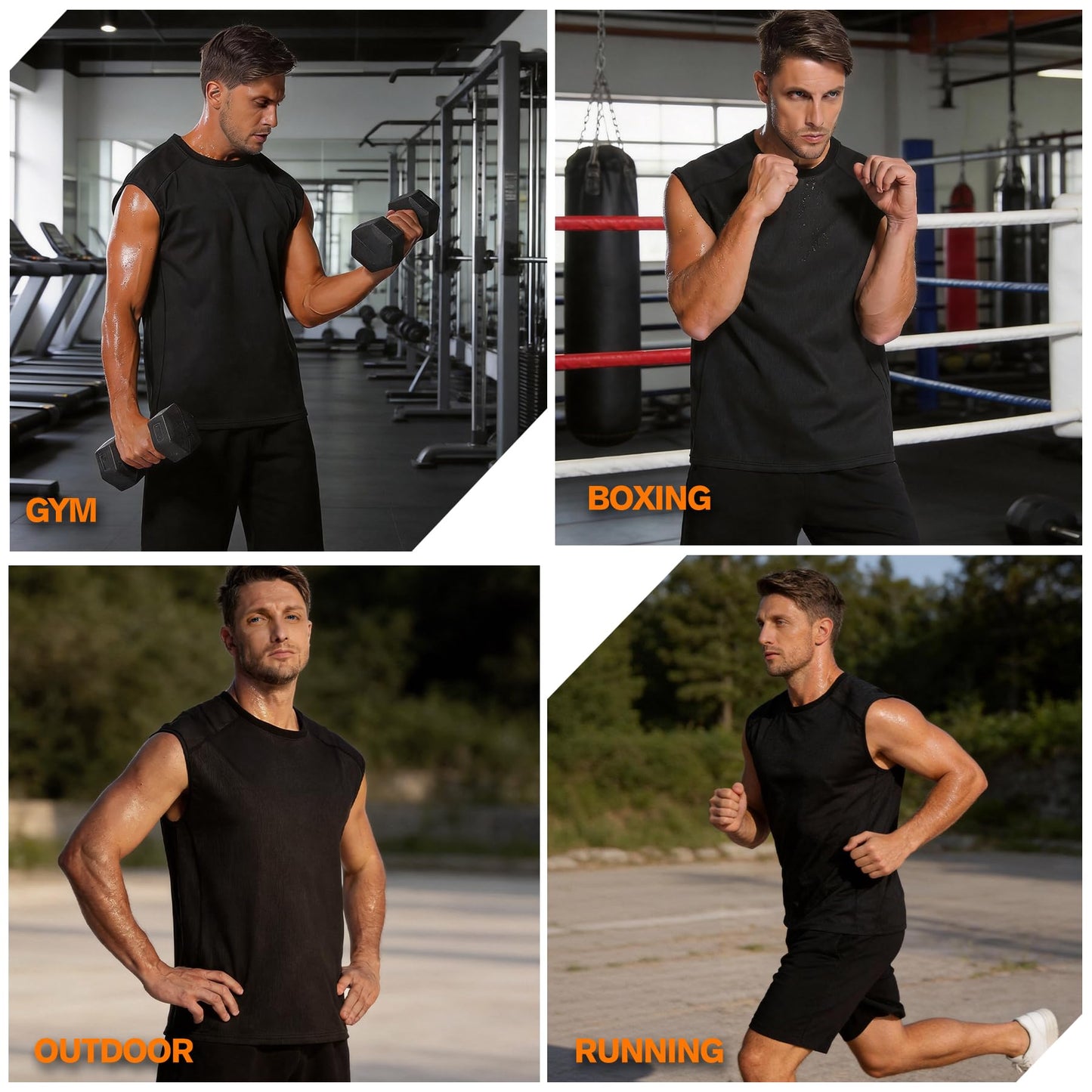 Everfion Men's Sleeveless Sauna Shirt Waist Trainer Sauna Suit for Men Ribbed Sweat Vest Compression Tank Top Gym Workout