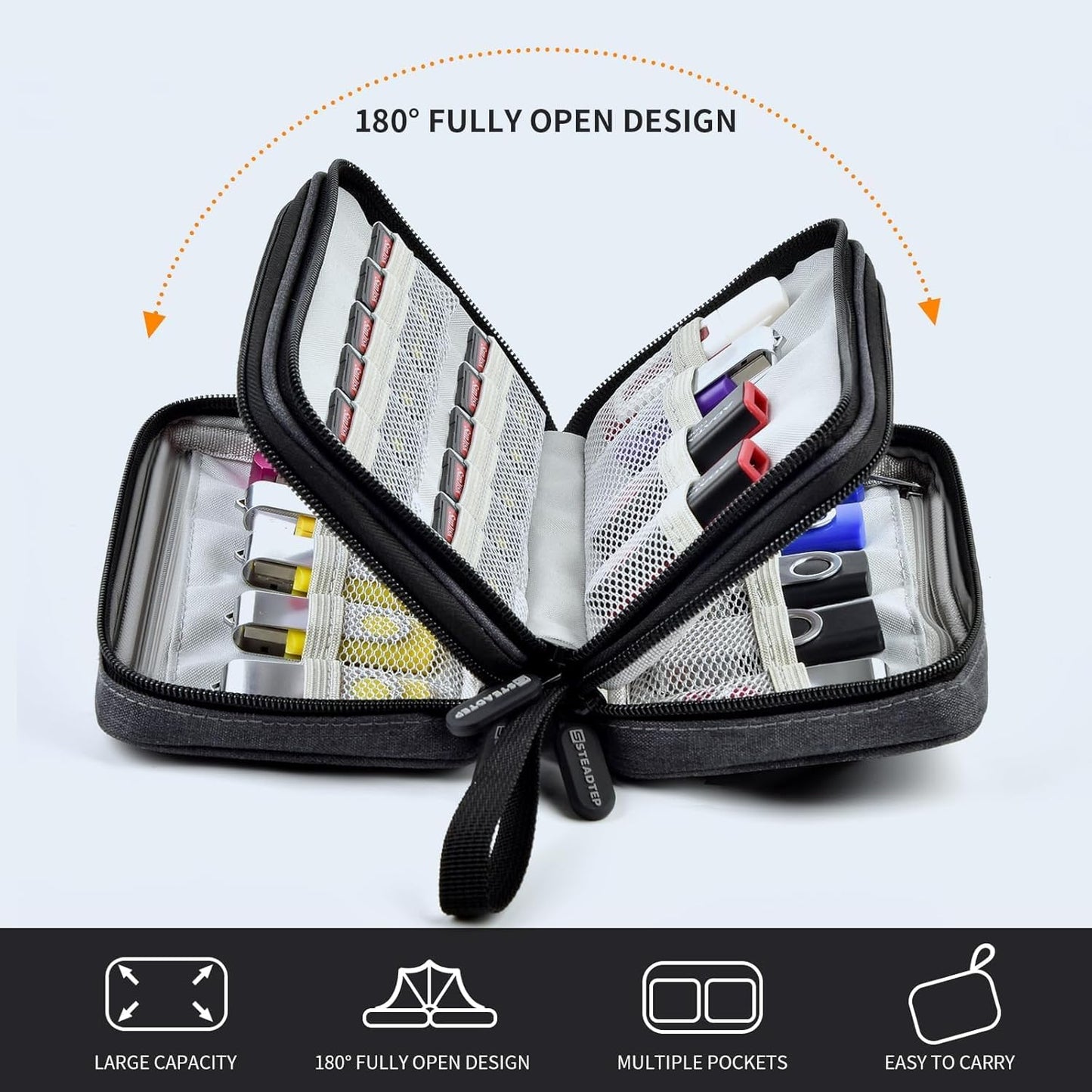 24 10 3-Layer USB Flash Drive & SD Card Organizer Case - Holds Thumb Drives & SD Cards - Anti-Static & Shockproof