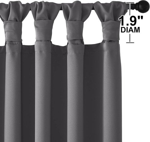 NICETOWN Blackout Curtains - Twisted Tab Top Design, Noise Reducing & Thermal Insulated | 84" Long, Gray (2 Panels, 52" Wide)