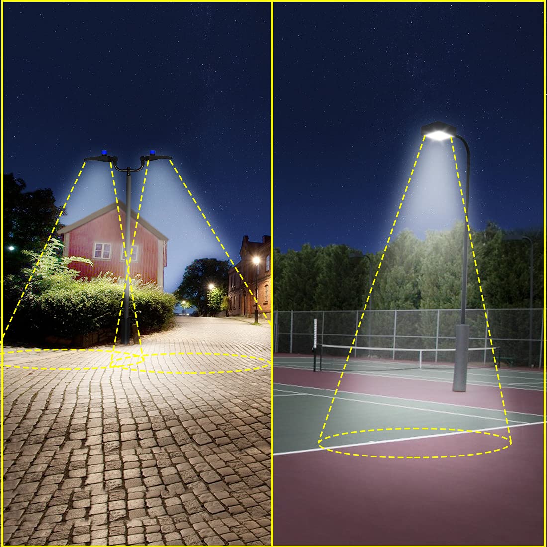ledmo 4Pack 350W LED Parking Lot Light 52500LM IP65 5000K Commercial Street Security Light for Sport Warehouse Area with 2 Pack Double Bullhorn Bracket