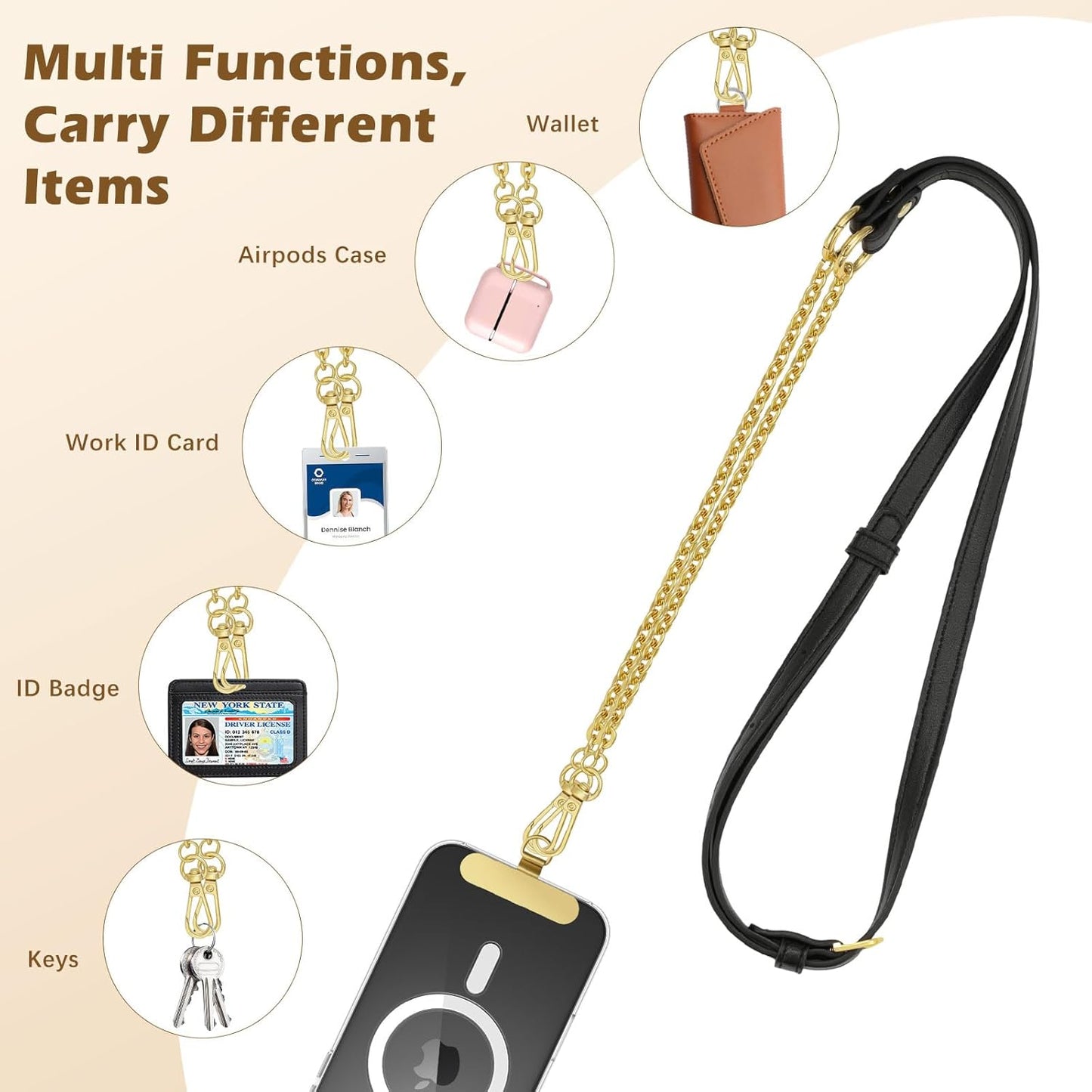 2Metal 17, MoKo Universal Phone Crossbody Lanyard Phone Chain, Anti-Theft Adjustable Cellphone Cross Body Neck Strap
