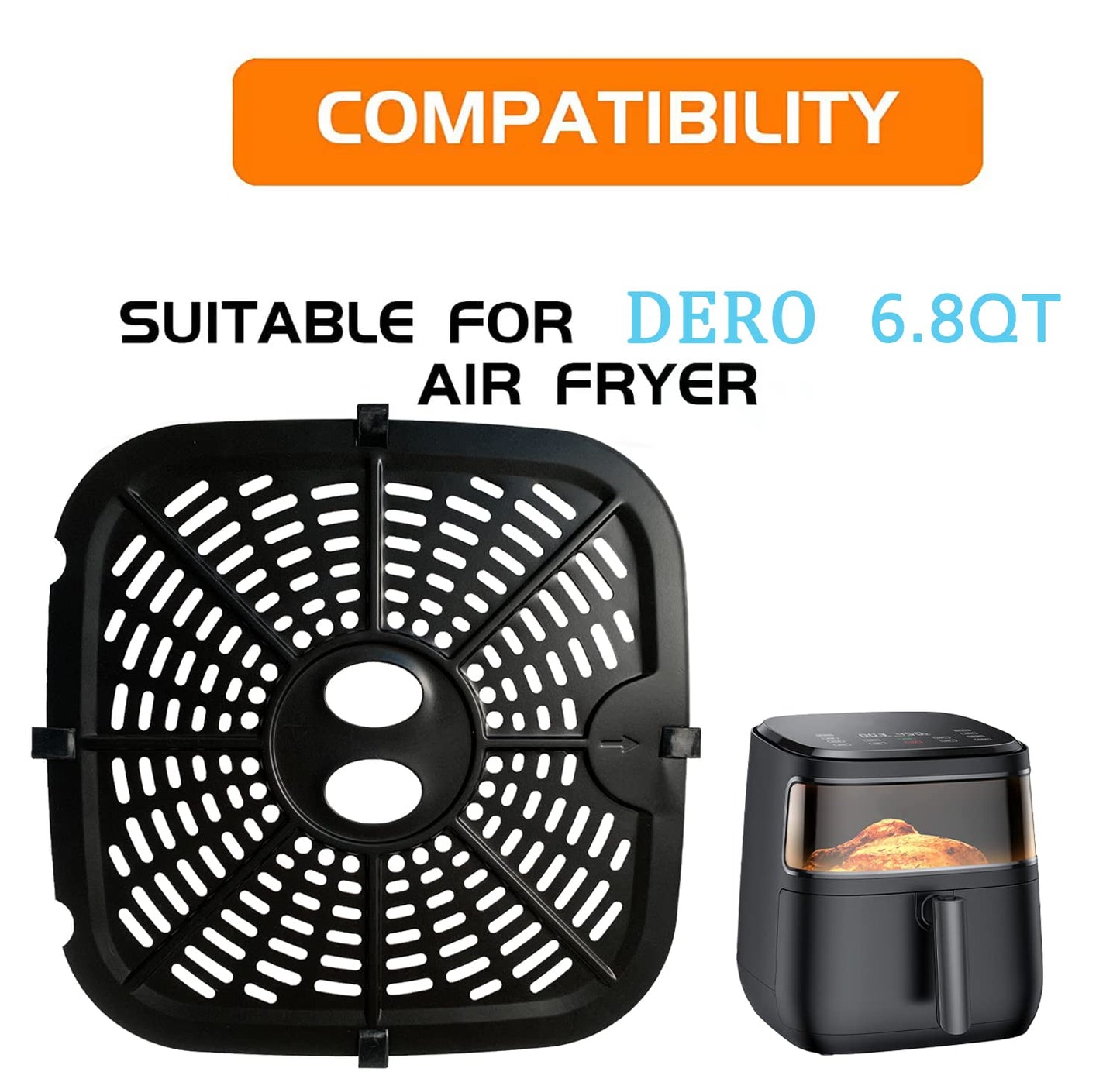HEISENLIN Square Air Fryer Replacement Crisper Tray for 6.8QT Dreo Air Fryer Pro Max, 9.6IN Upgraded Double-layer Coating Air Fryer Grill Plate Pan Rack Grate Grid Insert for Dreo Air Fryers