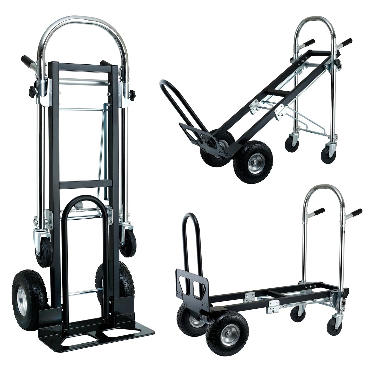 SOUTHHELP 3 in 1 Industrial Convertible Hand Truck Dolly,Dolly Cart with Wheels 1000 Lbs Capacity,Appliance Dolly with Solid Wheels for Moving,Transport in Warehouses,Home,Factory,Supermarket (Black)