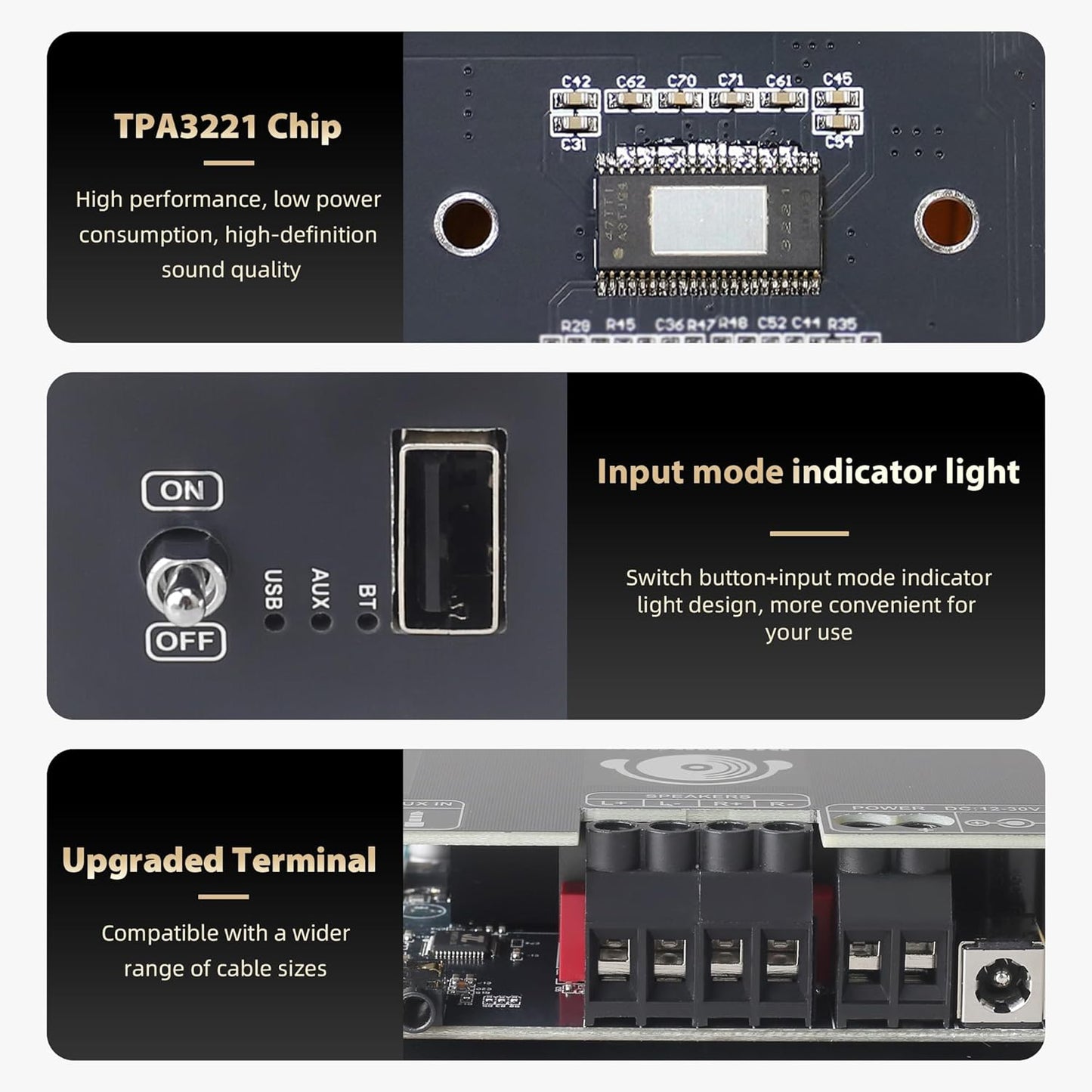T100HS Bluetooth5.2 TPA3221 2.0 100W2,Audio Power Amplifier Board Chip Channel Power Amplifier
