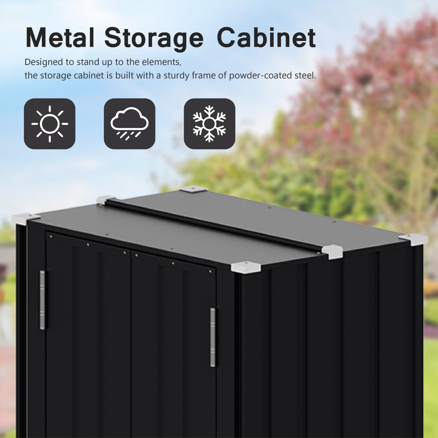 Devoko 28 Cuft Lockable Metal Storage Shed, Vertical Indoor Outdoor Tool Cabinet with 3 Adjustable Shelves for Patio Garden Backyard, Black