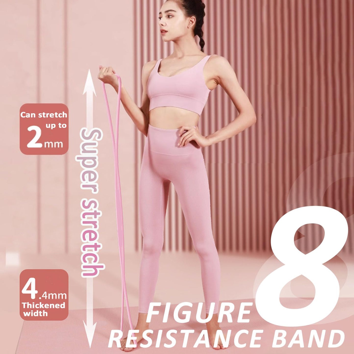 Figure 8 Resistance Band, 2025 New Figure 8 Resistance Bands for Women, Exercise Band with Handles for Working Out, Arm, Back, Fullbody Yoga Pulling Rope, Elastic Stretch Bands（15 LB (Blue)