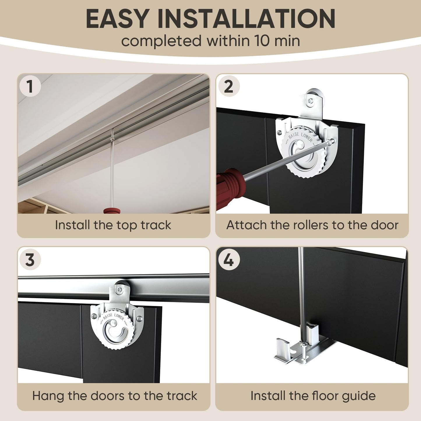 JUBEST 60" x 80" Mirror Closet Door, Preassembled One Side Mirror Door with Hardware Kit & Matching Fascia, Solid Wood Frame with Water-Proof PVC Surface, Easy to Install, Black
