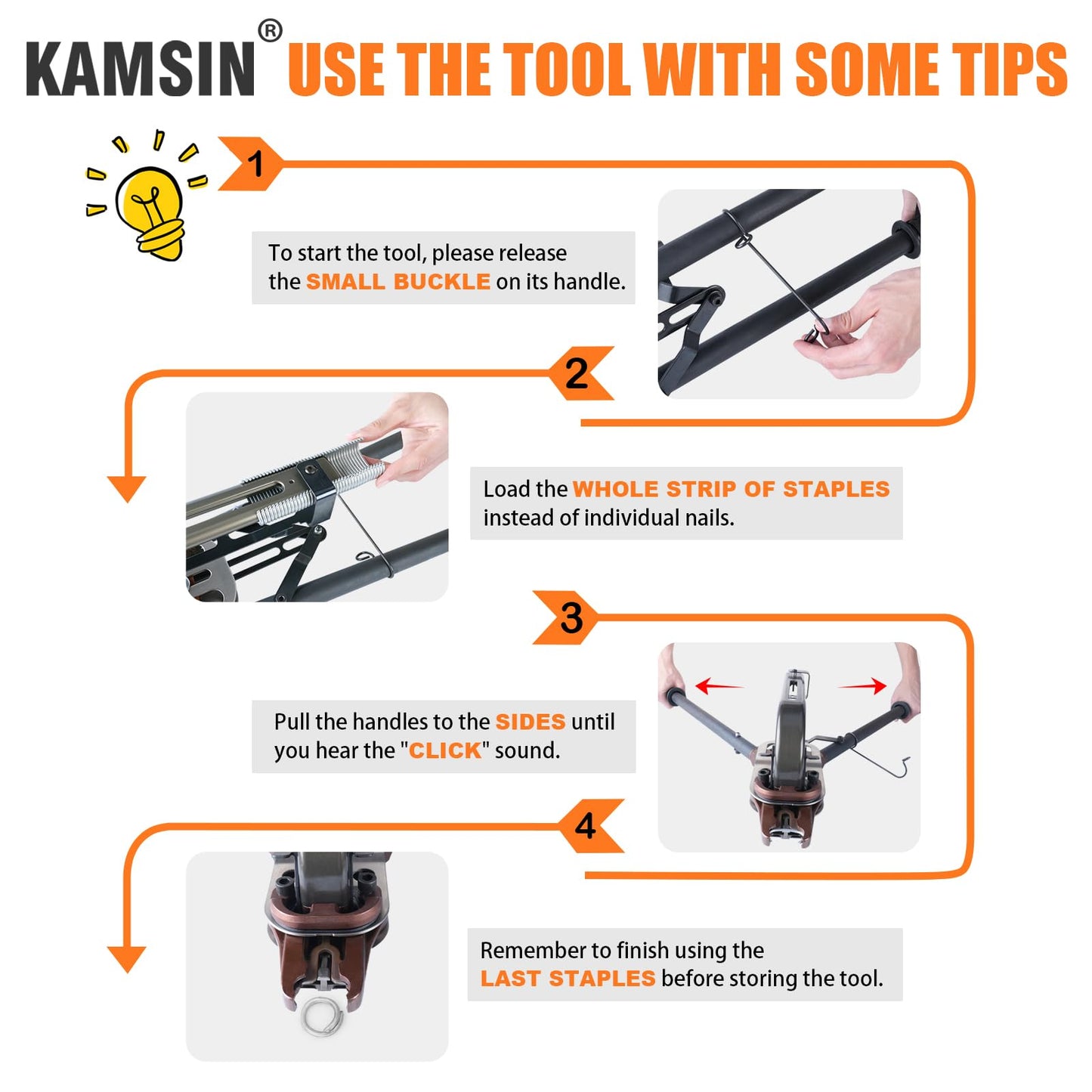 KAMSIN C50 11 Gauge Manual Hog Ring Plier 1-1/2-Inch Crown Hog Ring Plier C Ring Stapler 13.5-14mm Closure Diameter Hog Ring Stapler for Wire Cages, Gabion, Fencing
